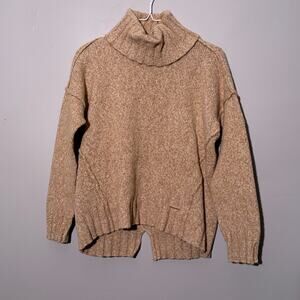 Michael Kors, tan turtle neck oversized cotton wool sweater, women's M